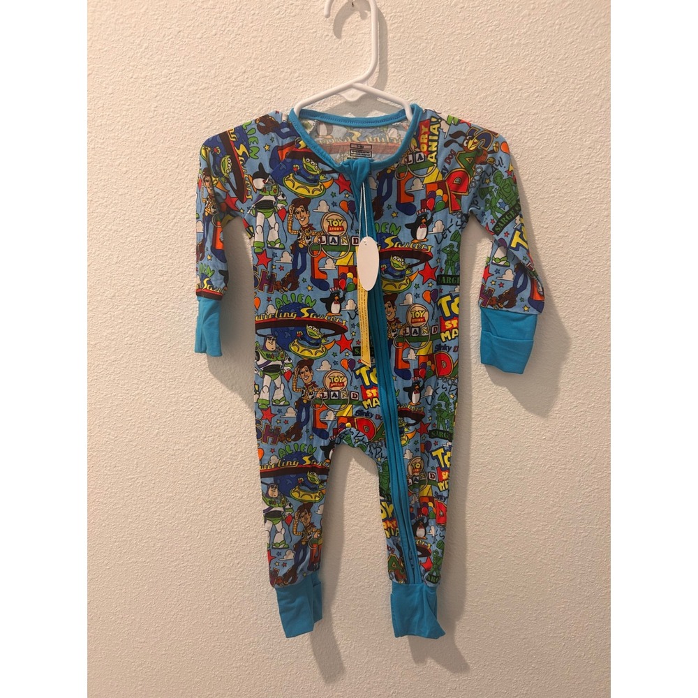 Disney Toy Story Land Bamboo Viscose Zippy Sleeper Pajamas 3-6M‎ Blue Woody Buzz